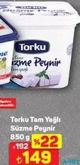 TORKU TAM YAĞLI SÜZME PEYNİR 850 G